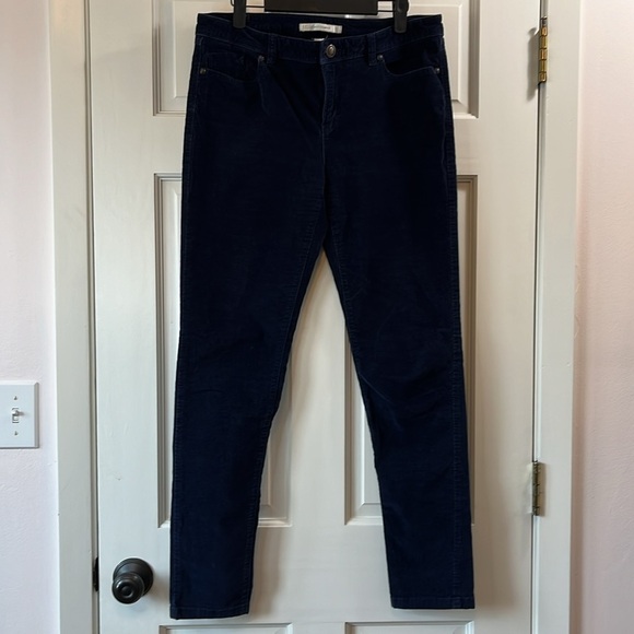 LC Lauren Conrad Navy Corduroy Skinny Pants - Size 10 - Picture 1 of 6